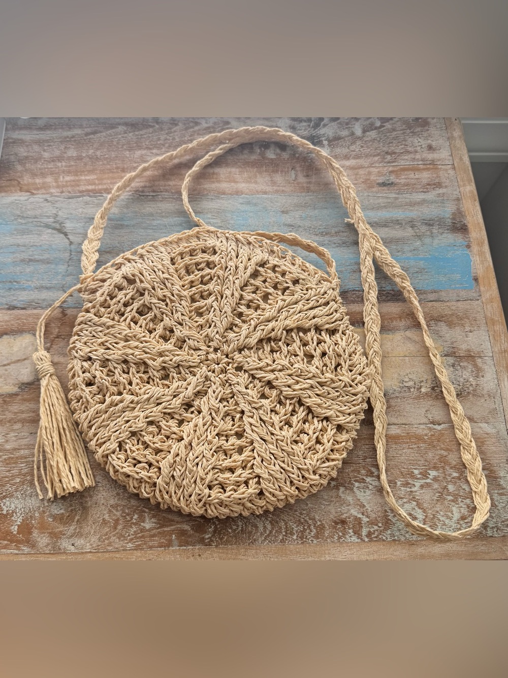 NWT🔖 Shaddow & Fish Sofia Luxe Crochet Straw Crossbody Bag Rice White - Picture 5 of 5